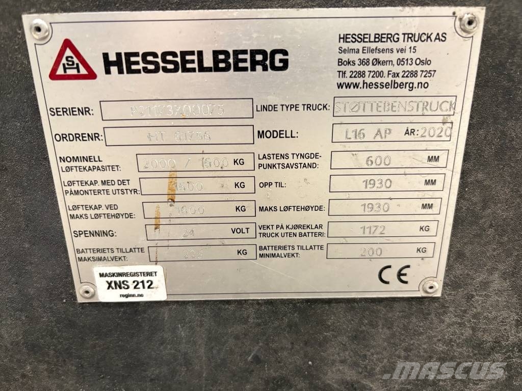 Linde L 16 AP رافعة منخفضة المستوى ذات منصة