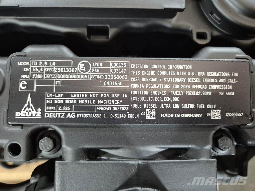 Deutz Motor TD 2.9 L4 Tier 4F Bouw - Overige
