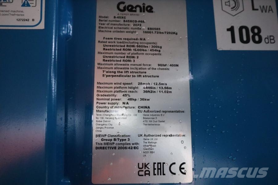 Genie S45XC Valid inspection, *Guarantee! Diesel, 4x4 Dr Telescoophoogwerkers