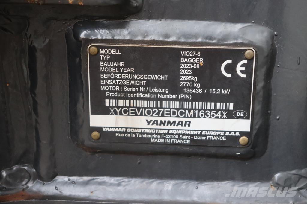Yanmar VIO27-6 VIO27-6 حفارات صغيرة أقل من 7 طن (حفارات صغيرة)