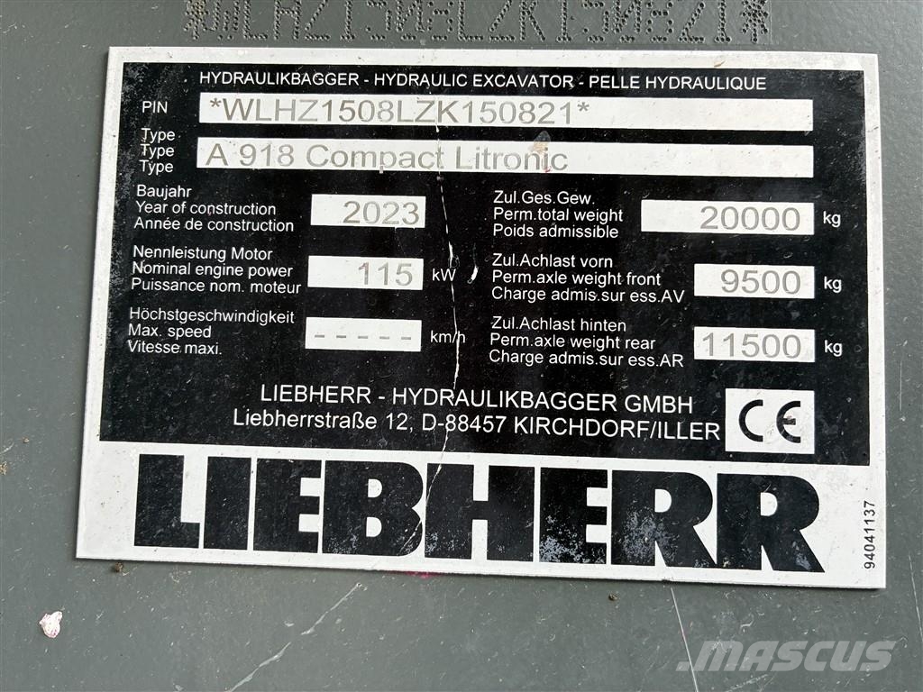 Liebherr A 918 Compact Litronic Ekskavatori uz riteņiem