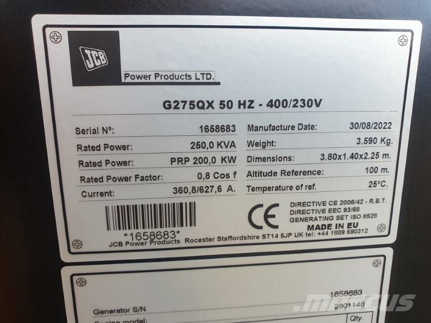 JCB G 275 QX Дизелови генератори
