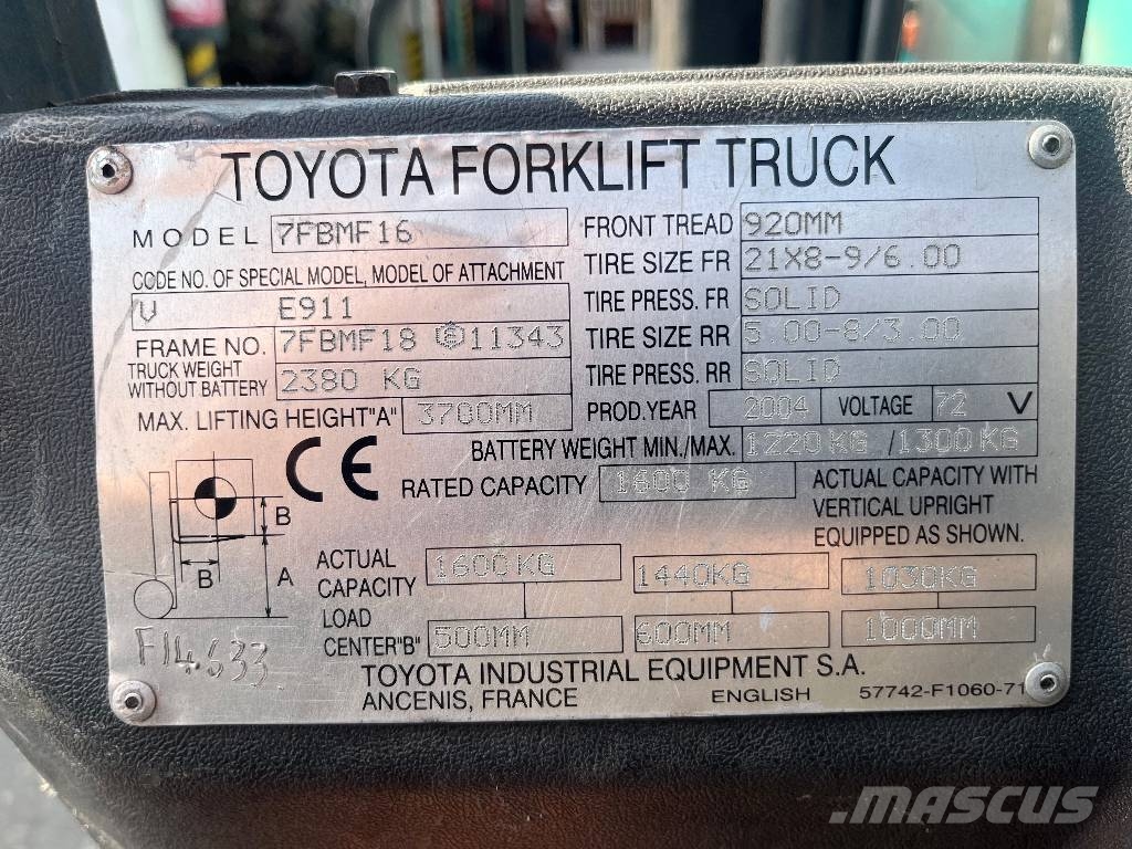 Toyota 7FBMF16 V-4074 IO Carretillas de horquilla eléctrica