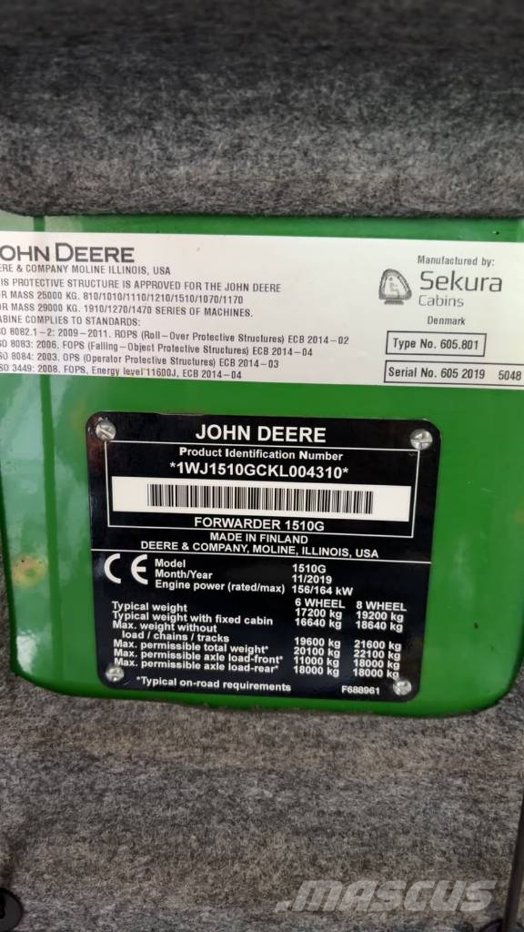 John Deere 1510G Forwarders