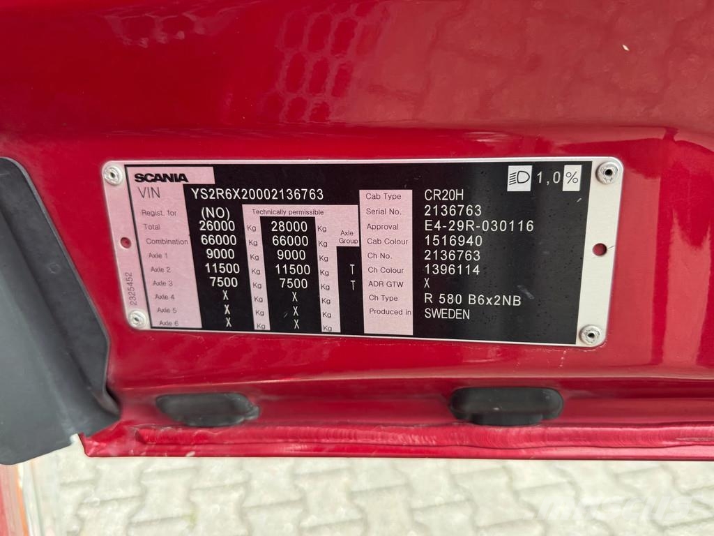 Scania R580 V8 6x2 Retarder Full Air WB 4.35 Wechselfahrgestell