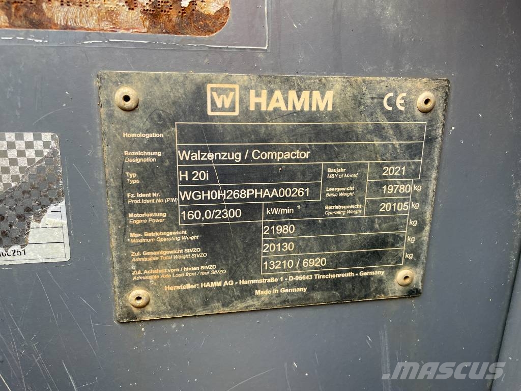 Hamm H20i Single Drum Roller Vienvalča grunts veltņi