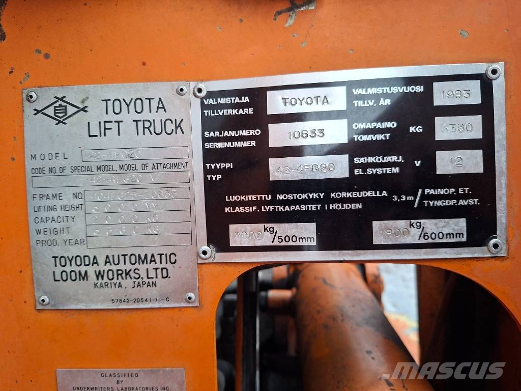 Toyota 42-4 FG 20 Kaasutrukki LPG'li forkliftler