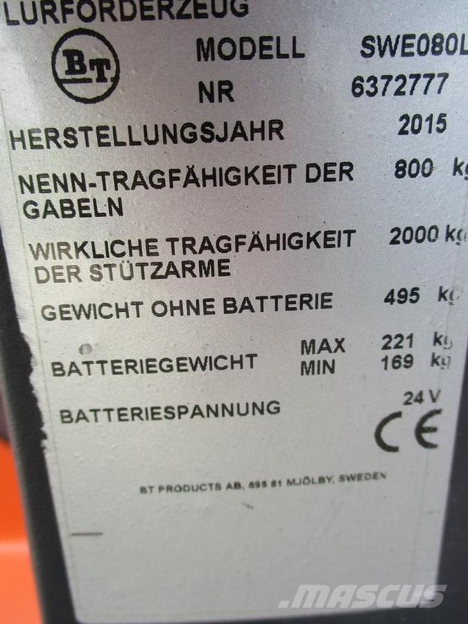 BT SWE 080L El-palleløftere
