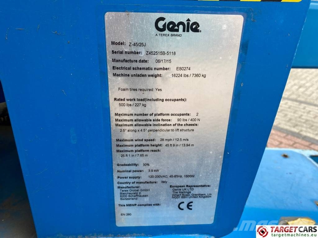 Genie Z-45/25J Electric Articulated Boom Lift 1594cm Zelfrijdende knikarm hoogwerker