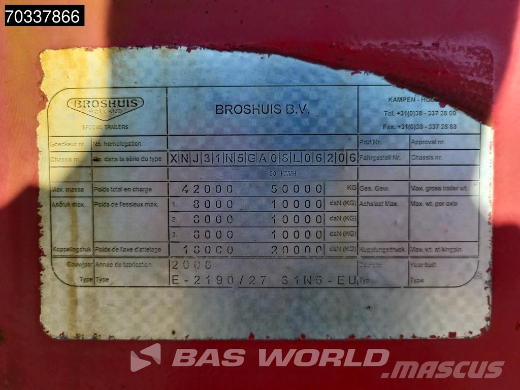 Broshuis E-2190/27 3 axles Extendable665cm APK 03/27 Steeri Poluprikolice labudice
