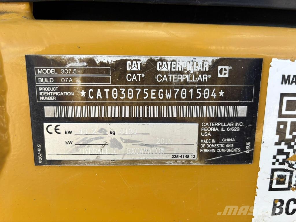 CAT 307.5 07A TILTROTATOR / CENTRAL LUBRICATION / AC Vidēja lieluma ekskavatori 7 t - 12 t