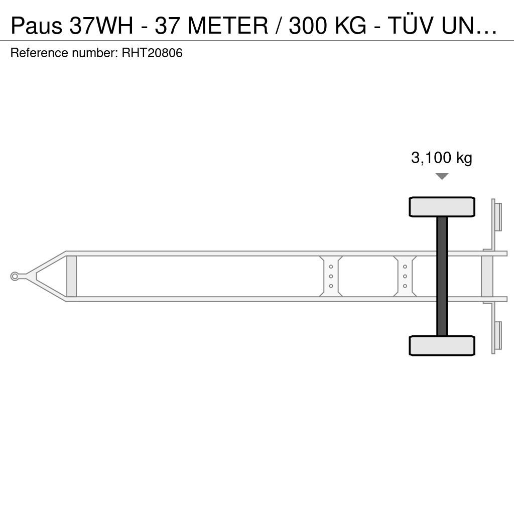 Paus 37WH - 37 METER / 300 KG - TÜV UNTILL 07/2027 المنصات الهوائية المثبتة على مقطورة