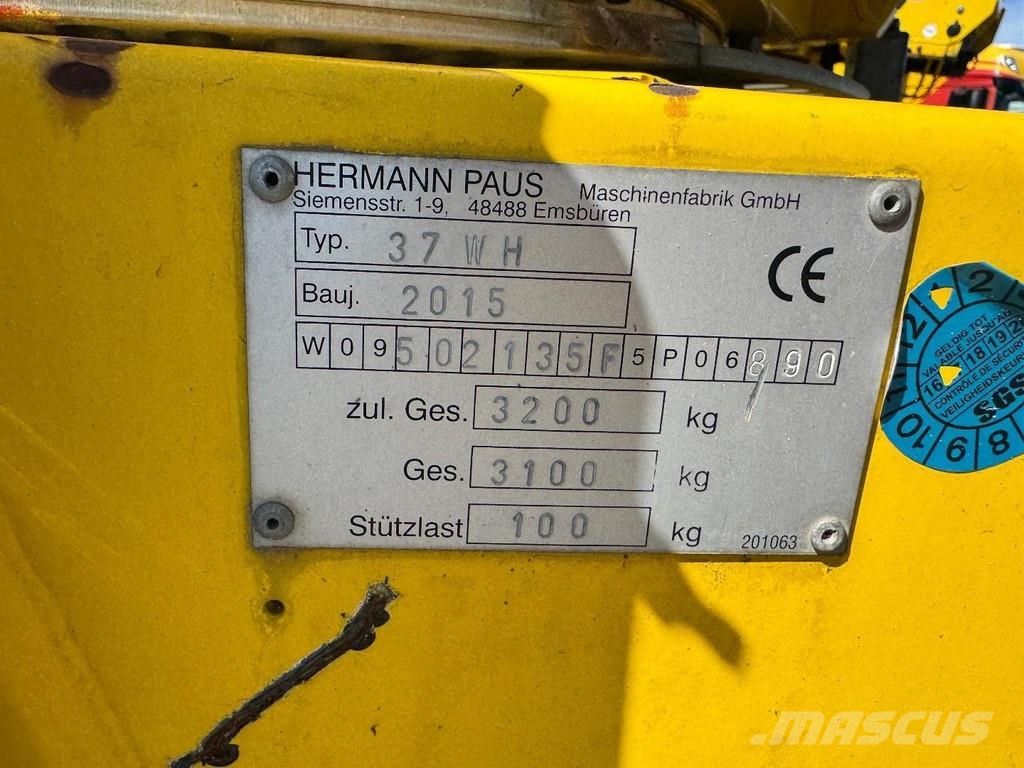 Paus 37WH - 37 METER / 300 KG - TÜV UNTILL 07/2027 المنصات الهوائية المثبتة على مقطورة