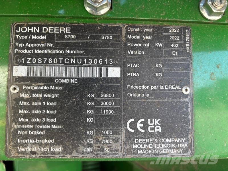 John Deere S780 inkl. 730X Schneidwerk Sonstige Landmaschinen