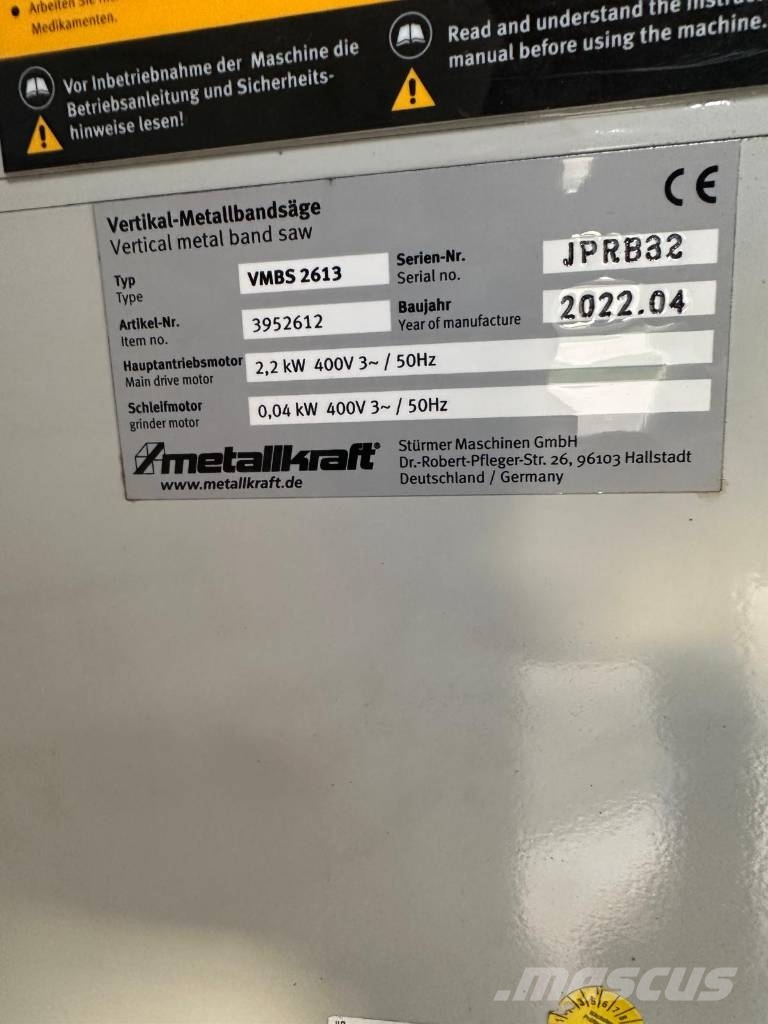 Metallkraft VMBS 2613 Vertikal Metallbandsäde Muut koneet