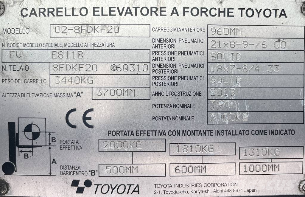 Toyota 8FDK20 /02/ V-4223 IO Dízel targoncák
