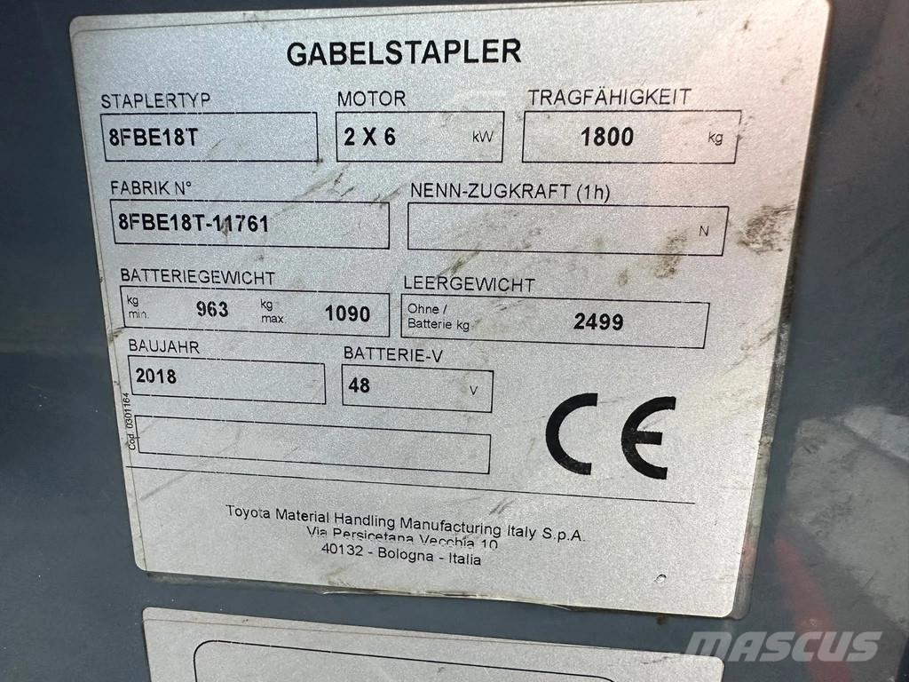 Toyota 8FBE18T Elektriske trucker