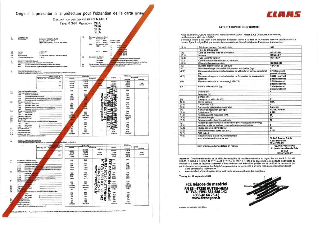 Renault CERES 330 Mécanique endommagé Tracteur