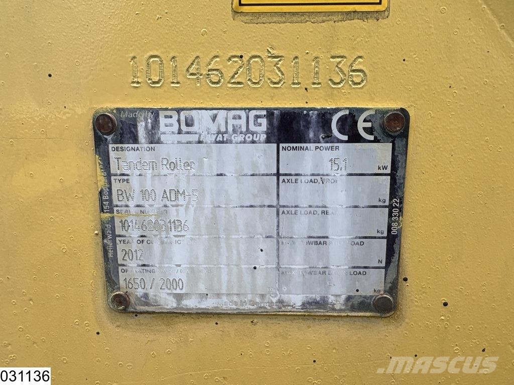 Bomag BW 100ADM-5 2612h, 15.1KW Kiti volai