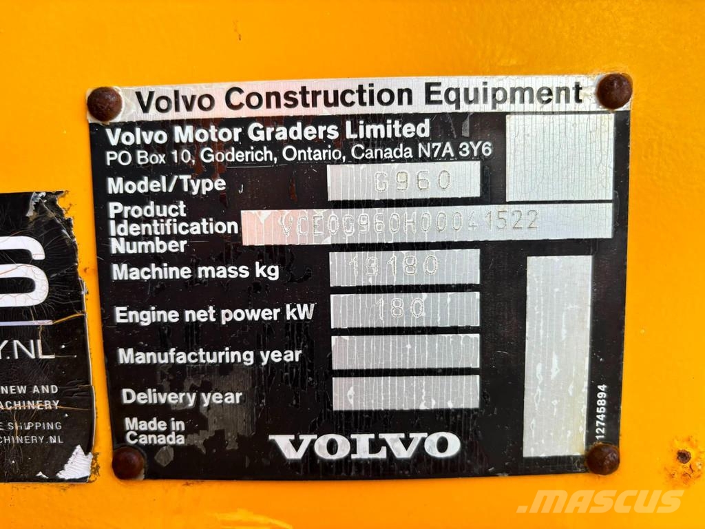 Volvo G960 AC / RIPPER / CE ! معدات تمهيد الطرق