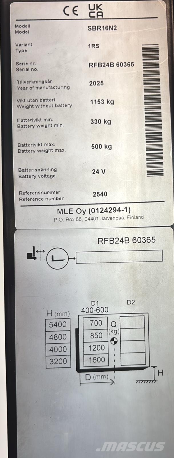 Mitsubishi SBR16N2 Apiladoras eléctricos