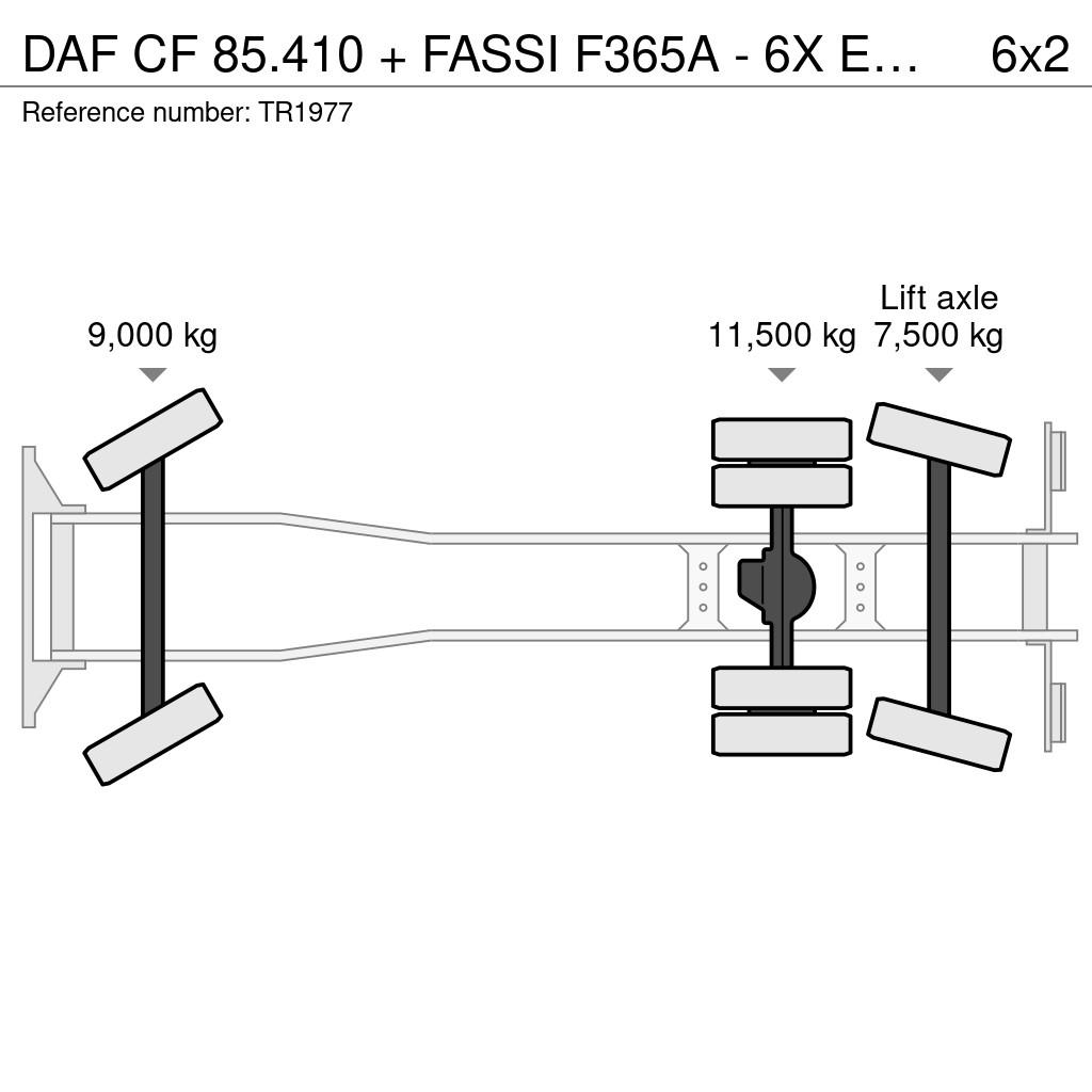 DAF CF 85.410 + FASSI F365A - 6X EXT. + REMOTE + 6X2 + Kranen voor alle terreinen