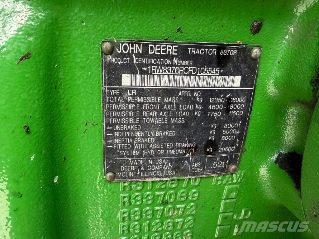 John Deere 8370 R Tractors