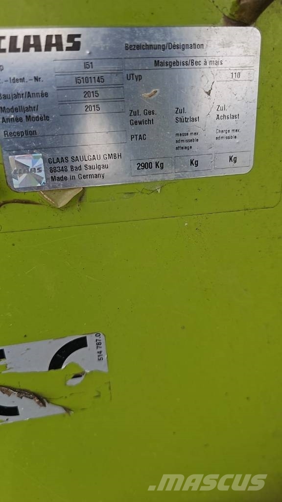 CLAAS model orbis 600sd 2015 Lisavarustus ja komponendid