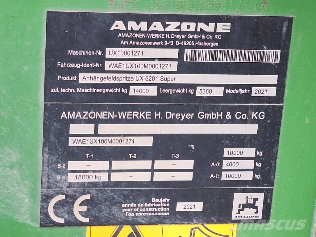 Amazone UX 6201 Super Vučene prskalice