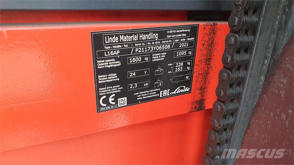 Linde L16APi Самохідні електроштабелери