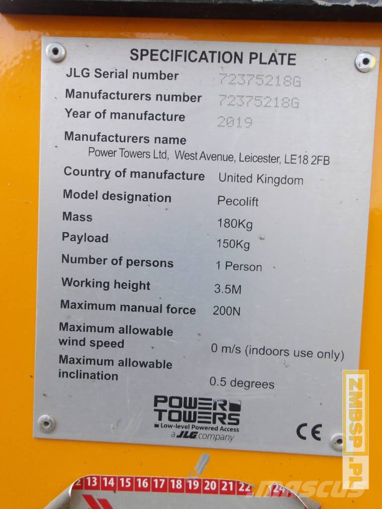 JLG Power Tower Pecolift Vertikálne stĺpové výťahy