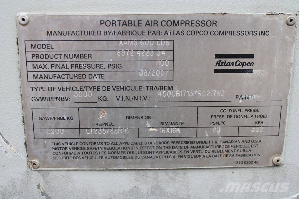 Atlas Copco XAMS 600 CD6 Kompresori