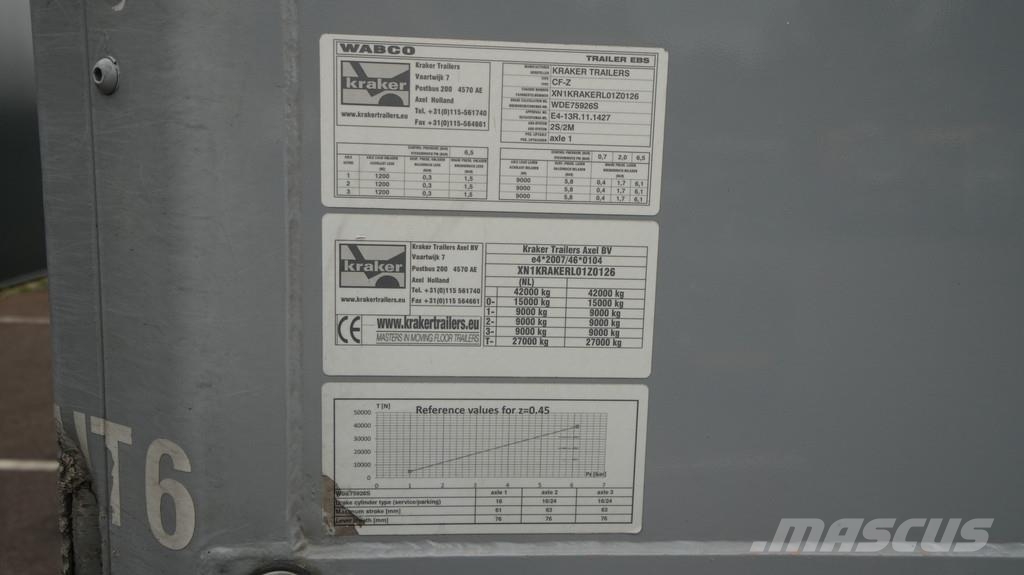 Kraker 3 AXLE WALKING FLOOR 90m3 Cajas de piso oscilante