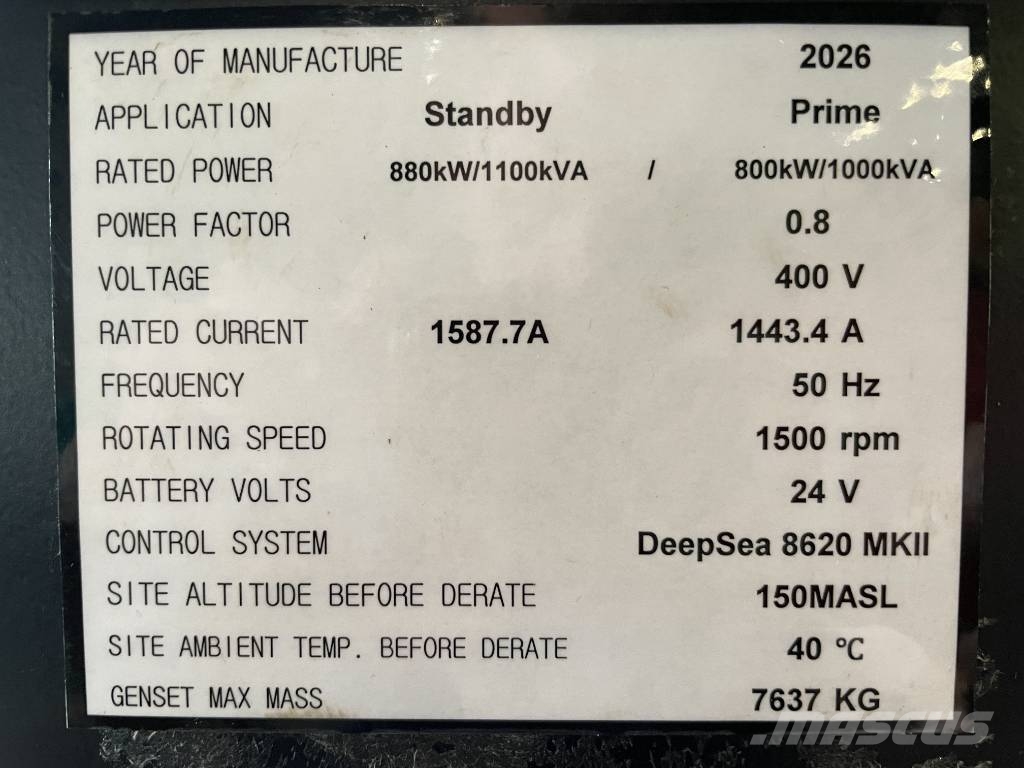 Cummins KTA38-G5 - 1.100 kVA Generator - DPX-18814 Diesel Generatoren