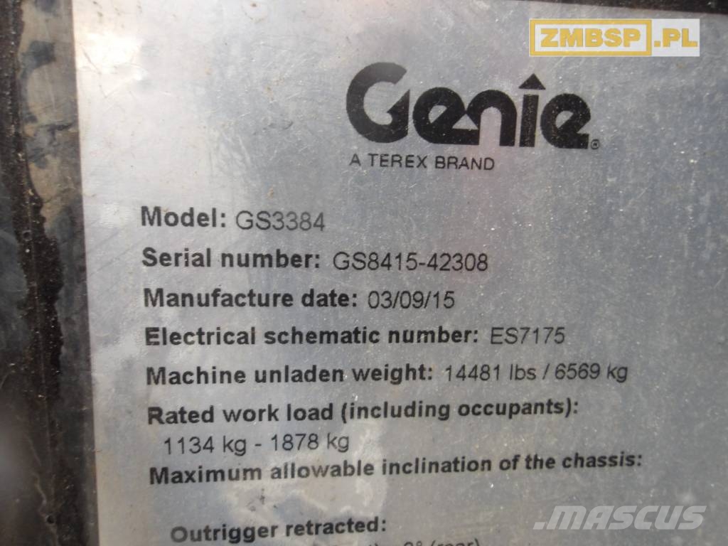 Genie GS 3384 RT Šķerveida pacēlāji