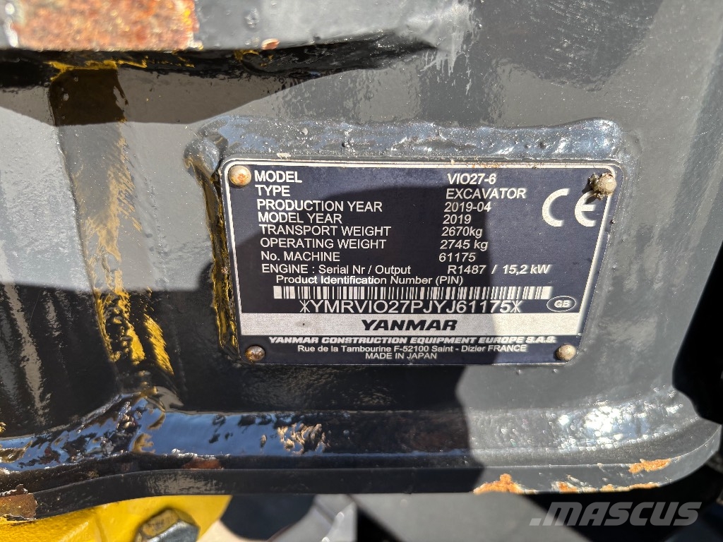 Yanmar Vio 27 / Uuden veroinen, 2 kauhaa, Kallistaja 小型挖土機/掘鑿機<7t(小型挖掘機)
