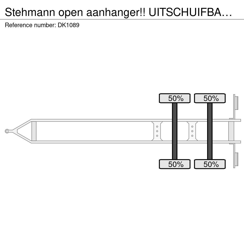 Stehmann open aanhanger!! UITSCHUIFBARE ACHTERKANT!! Vlakke laadvloer