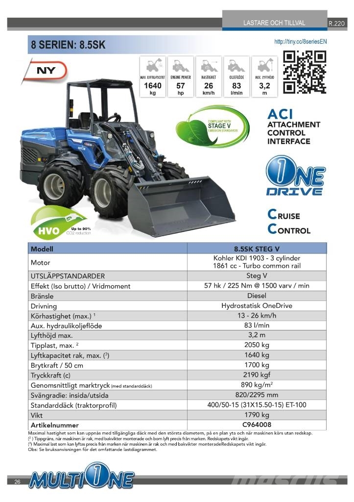 Multione 8.5 SK - UTHYRES Φορτωτές με λάστιχα (Τροχοφόροι)