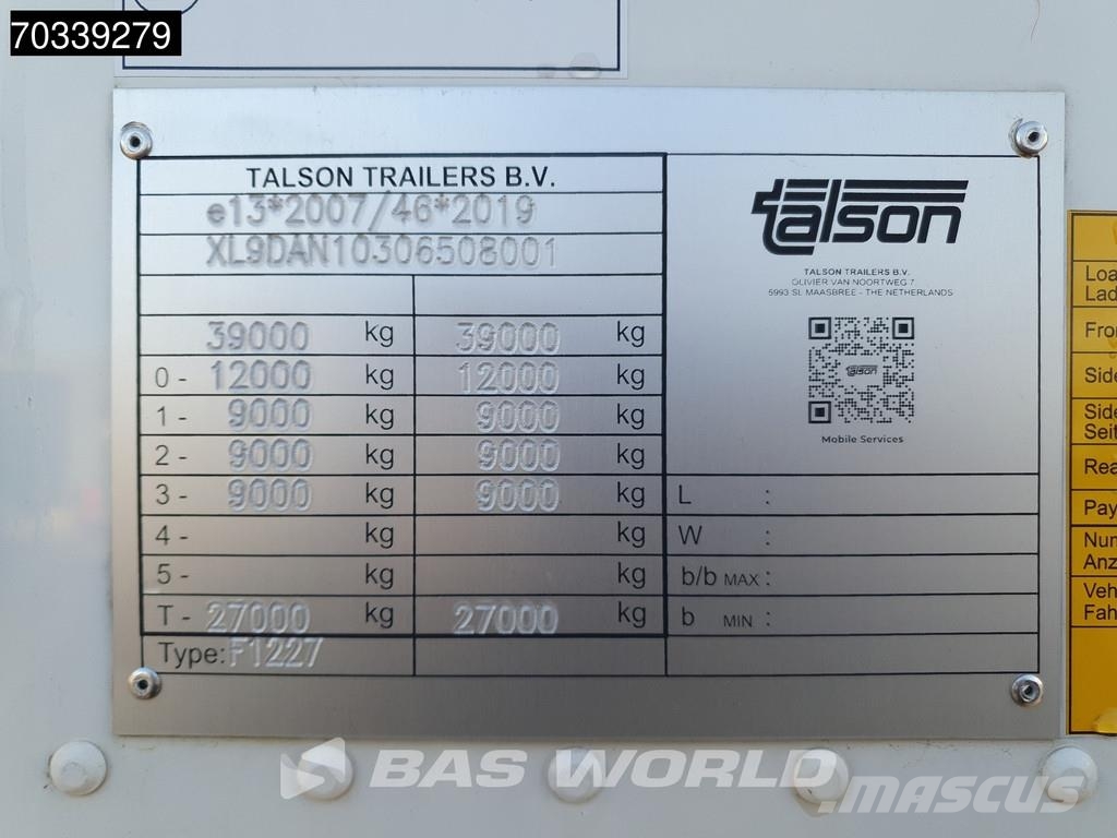 Talson F1227 3 axles NEW Rolltor Confection BPW Lift Axle Kofferauflieger