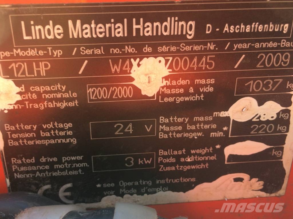 Linde L12 LHP /1333/ V-2722 OB Χειροκίνητα παλετοφόρα
