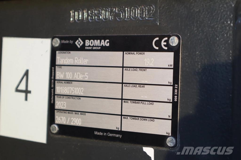 Bomag BW 100 ADe-5 FULL ELECTRIC | DEMO | LOW HOURS | CC Muud rullid