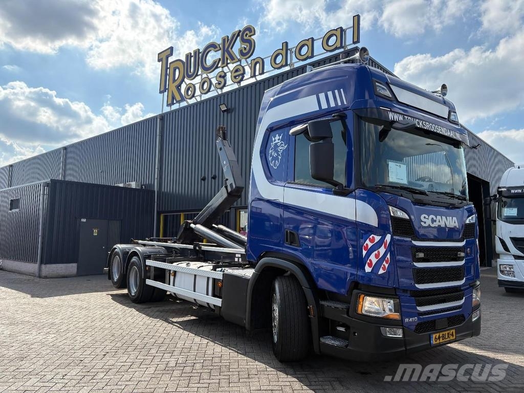 Scania R 410 + HOOK LIFT SYSTEM 25 tons + 6X2 + LIFT AXLE Camiones elevadores de gancho