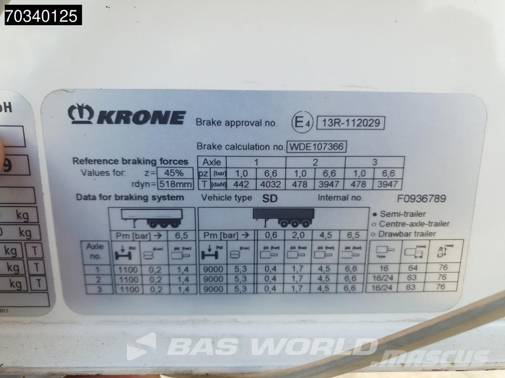 Krone SD 3 axles Lift Axle Sliding Roof Hardwood Omega Tents puspiekabes