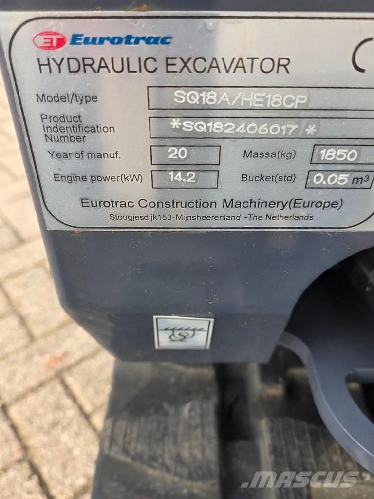 Kubota Eurotrac he18 graafmachine minigraver Minijeřáby