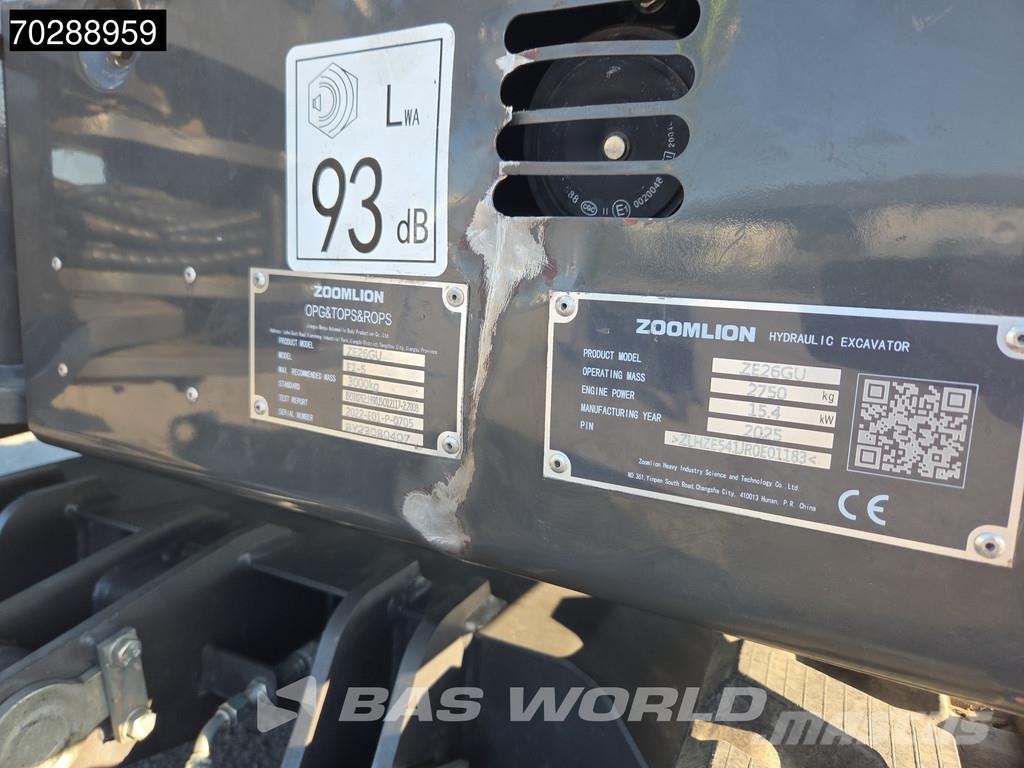 Zoomlion ZE26 GU HERSTELLERGARANTIE – KUBOTA MOTOR – CE حفارات صغيرة أقل من 7 طن (حفارات صغيرة)