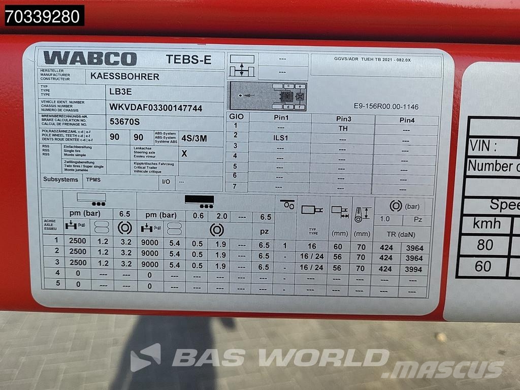 Kässbohrer LB3E 3 axles Extendable Lift + Steering Axle Žemo iškrovimo puspriekabės