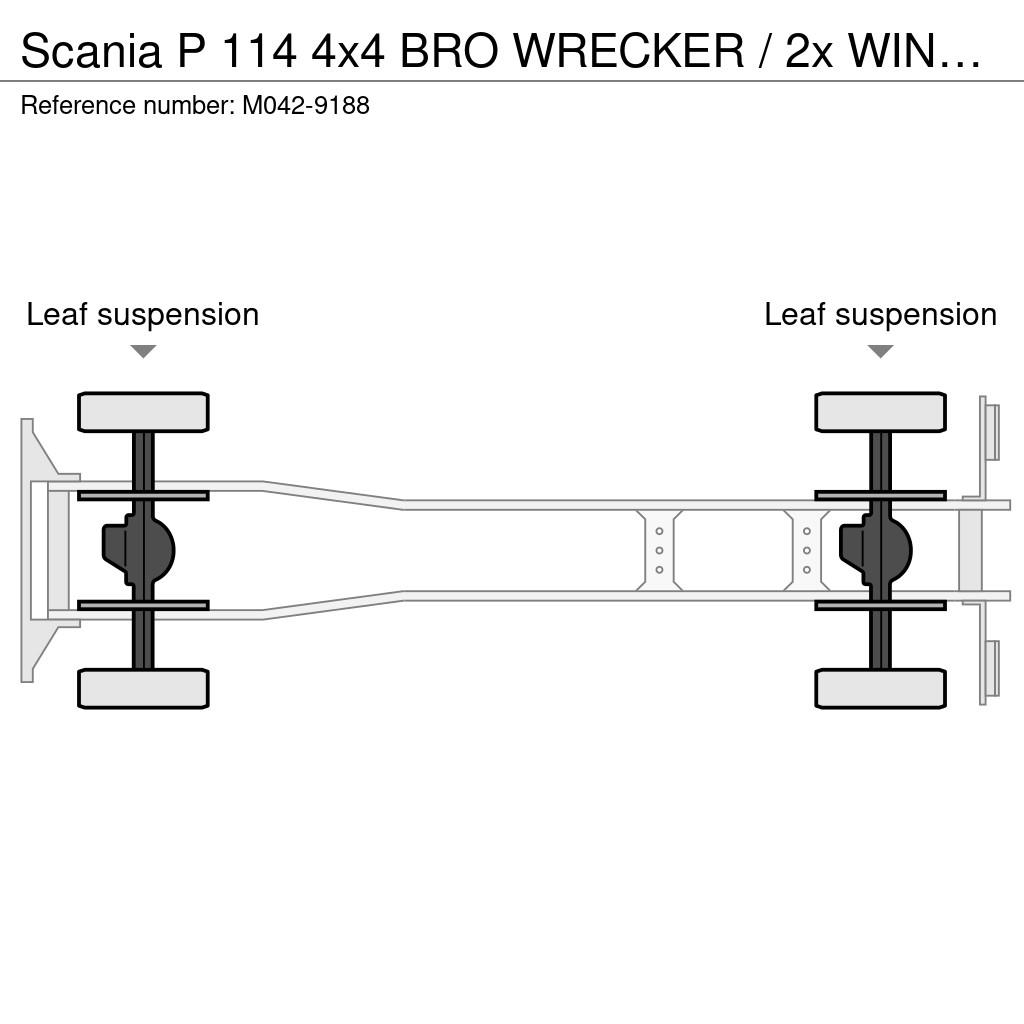 Scania P 114 4x4 BRO WRECKER / 2x WINCH 10 + 30 ton / CRA Sleepwagens