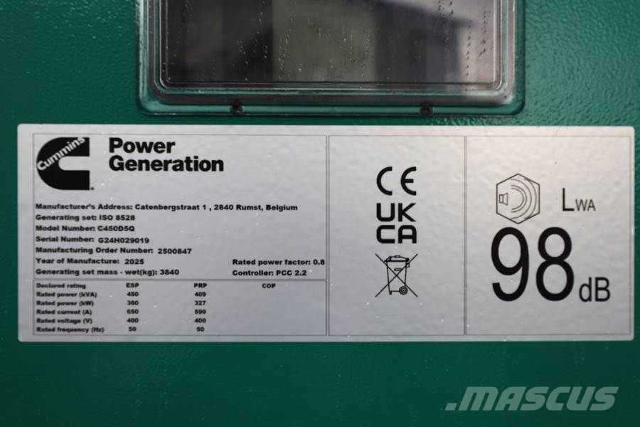 Cummins C450D5Q Declaration of Conformity, Diesel, 450kVA, ディーゼル発電機
