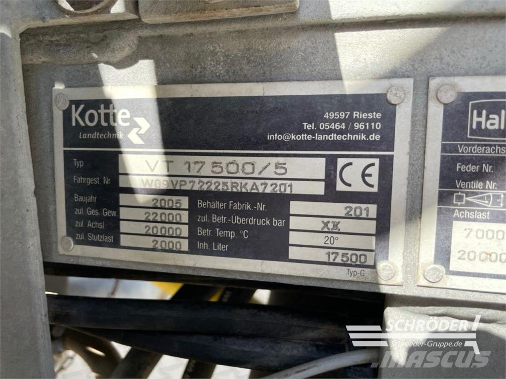 Kotte VT 17500 | 15 METER SCHLEPPSCHLAUCH Sivi gübre ve ilaç tankerleri