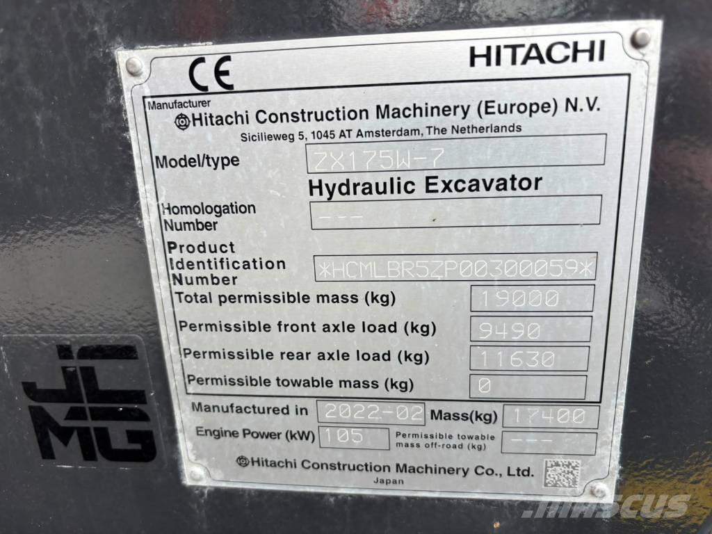 Hitachi ZX 175 W-7 / Rototilt, Rasvari, StageV Wielgraafmachines